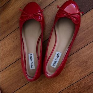 Steve Madden Glossy Red Flats with Bow